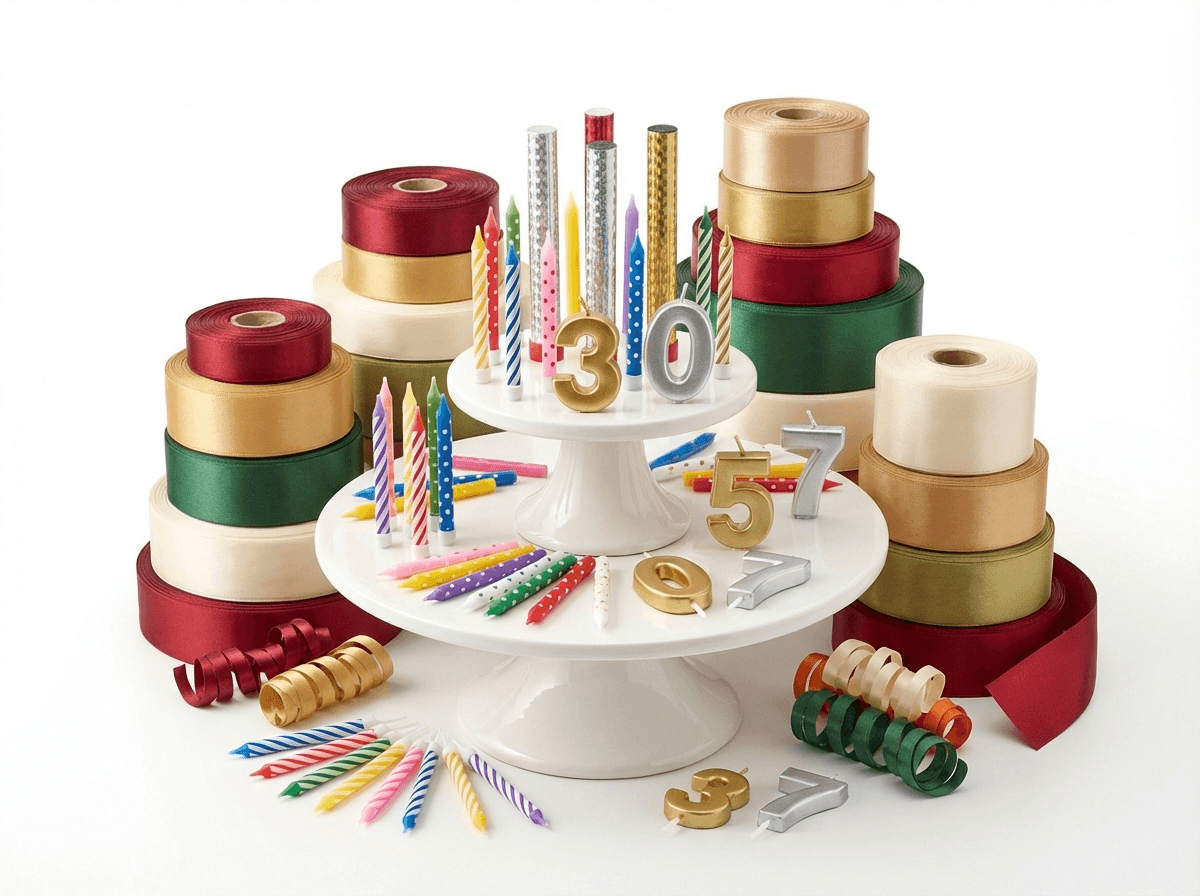 Cake Decorations Candles and Ribbons